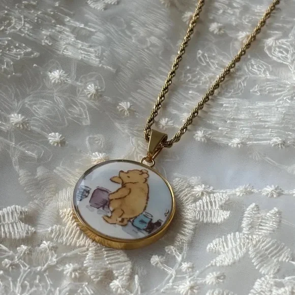 Classic Winnie the Pooh Necklace | Broken China Jewelry - Picture 2 of 2